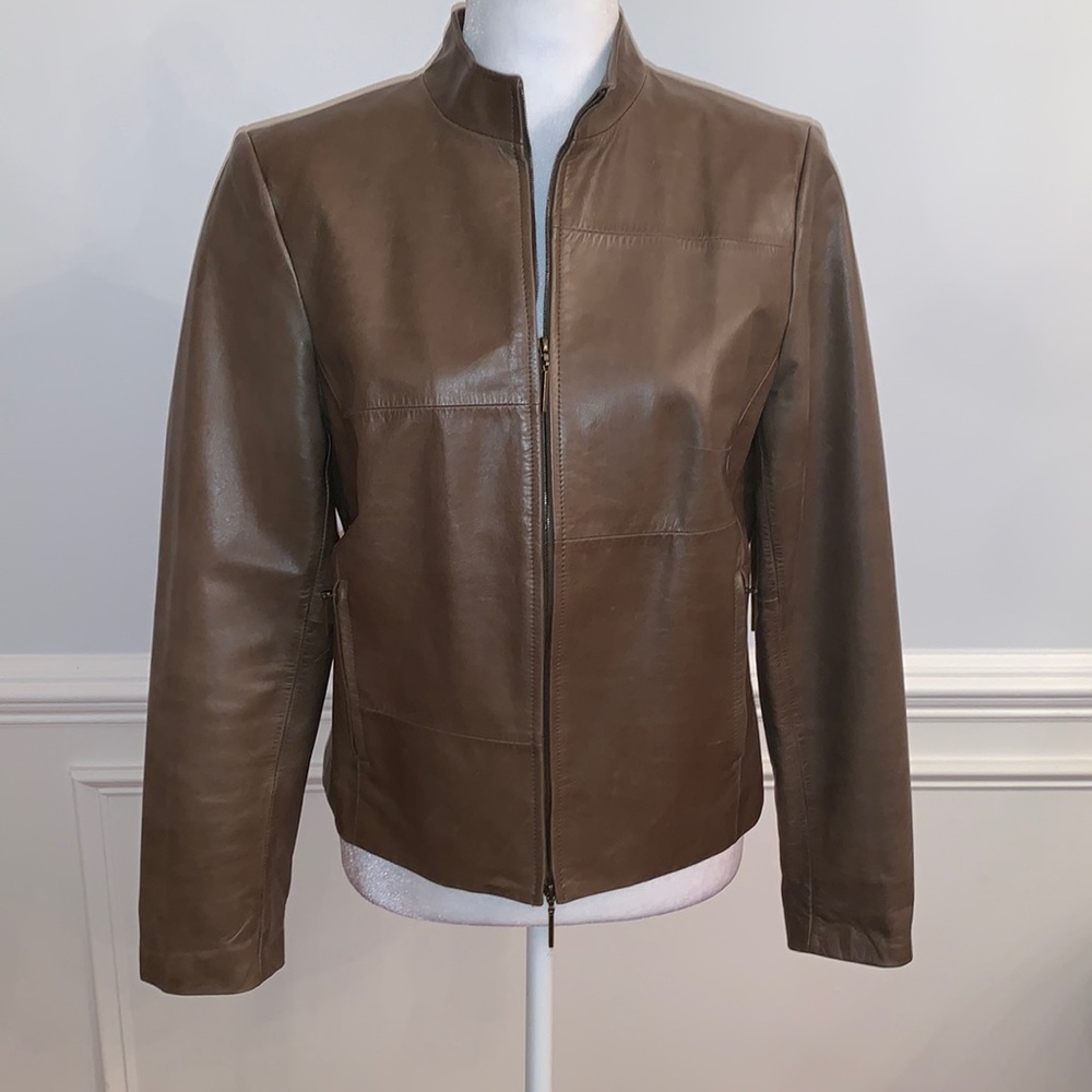 Women’s Classiques Olive Green Leather Jacket - Picture 1 of 5
